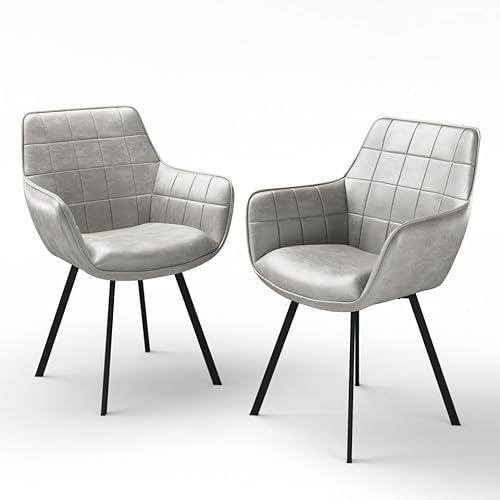URBNLIVING 2er Set Esszimmerstühle aus Kunstleder, Gitternähte, Plüsch-Komfort, stilvolle Metallbeine, moderne Sitzgelegenheit für Esszimmer, Küche oder Wohnzimmer, leicht zu reinigen, mehrere Farben von URBNLIVING