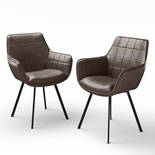 URBNLIVING 2er Set Esszimmerstühle aus Kunstleder, Gitternähte, Plüsch-Komfort, stilvolle Metallbeine, moderne Sitzgelegenheit für Esszimmer, Küche oder Wohnzimmer, leicht zu reinigen, mehrere Farben von URBNLIVING