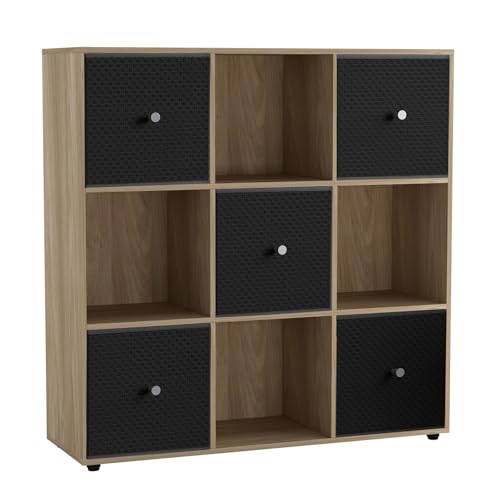 URBNLIVING 9 Würfel Aufbewahrungseinheit mit 5 faltbaren Stoffschubladen, freistehendes Bücherregal aus Holz, Regal Organizer, modernes Würfelregal für Schlafzimmer, Büro, Wohnzimmer, Spielzeug URBNLIVING 9 Würfel Aufbewahrungseinheit mit 5 faltbaren Stoffschubladen, freistehendes Bücherregal aus Holz, Regal Organizer, modernes Würfelregal für Schlafzimmer, Büro, Wohnzimmer, Spielzeug von URBNLIVING