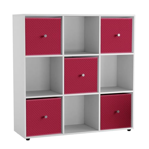 URBNLIVING 9 Würfel Aufbewahrungseinheit mit 5 faltbaren Stoffschubladen, freistehendes Bücherregal aus Holz, Regal Organizer, modernes Würfelregal für Schlafzimmer, Büro, Wohnzimmer, Spielzeug URBNLIVING 9 Würfel Aufbewahrungseinheit mit 5 faltbaren Stoffschubladen, freistehendes Bücherregal aus Holz, Regal Organizer, modernes Würfelregal für Schlafzimmer, Büro, Wohnzimmer, Spielzeug von URBNLIVING