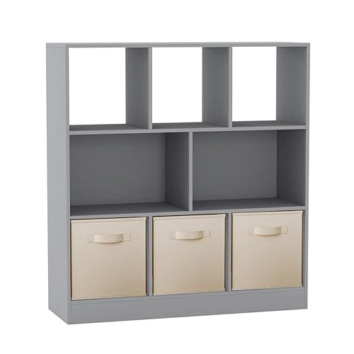 URBNLIVING Asymmetrisches Bücherregal mit 8 Würfeln, Aufbewahrungseinheit mit 3 grauen Stoffschubladeneinsätzen – moderner Organizer & Vitrine für Zuhause oder Büro – Creme URBNLIVING Asymmetrisches Bücherregal mit 8 Würfeln, Aufbewahrungseinheit mit 3 grauen Stoffschubladeneinsätzen – moderner Organizer & Vitrine für Zuhause oder Büro – Creme von URBNLIVING