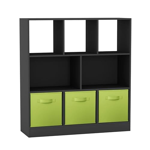 URBNLIVING Asymmetrisches Bücherregal mit 8 Würfeln – Schwarze Aufbewahrungseinheit mit 3 Stoffschubladen, moderner Display-Organizer für Zuhause oder Büro – Grün URBNLIVING Asymmetrisches Bücherregal mit 8 Würfeln – Schwarze Aufbewahrungseinheit mit 3 Stoffschubladen, moderner Display-Organizer für Zuhause oder Büro – Grün von URBNLIVING