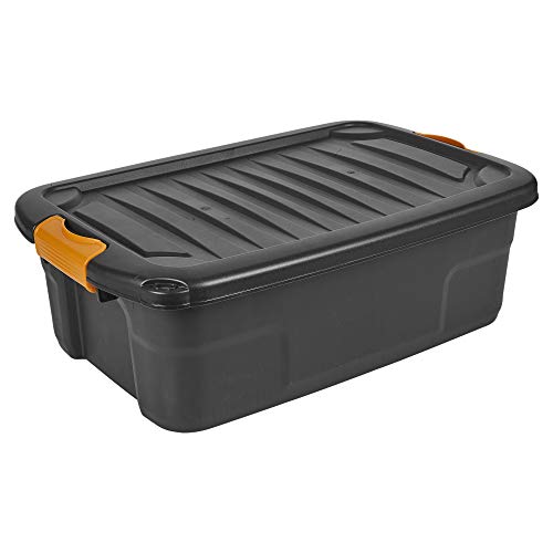 UrBNLIVING Aufbewahrungsbox Mano aus Kunststoff, mit Clip-Deckel, groß, Schwarz, 12 Liter von URBNLIVING