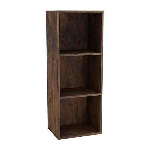 URBNLIVING Bücherregal aus Holz, Regal mit 3 Regalböden (rustikales Braun, 3 Regale) von URBNLIVING