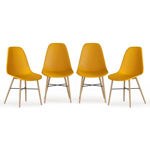URBNLIVING Esszimmerstuhl 4er oder 6er Set - Modernes skandinavisches Design mit ergonomischem Komfort, Holzoptik Metallbeine & Gummikappen - Langlebige, einfach zu montierende Stühle für Esszimmer von URBNLIVING