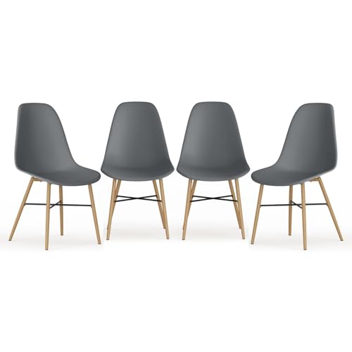 URBNLIVING Esszimmerstuhl 4er oder 6er Set - Modernes skandinavisches Design mit ergonomischem Komfort, Holzoptik Metallbeine & Gummikappen - Langlebige, einfach zu montierende Stühle für Esszimmer von URBNLIVING