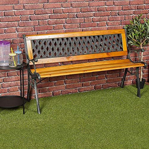 URBNLIVING Gartenbank aus Holz mit Metall-Gusseisen-Gestell, 3-Sitzer, Terrassenmöbel, L 125 x B 52 x H 73 cm von URBNLIVING