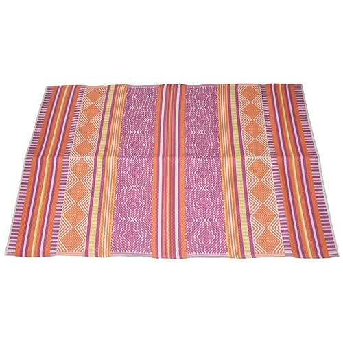 URBNLIVING Große Outdoor Teppich Matte Faltbarer Rutschfester Teppich mit Tragegriff für Garten, Terrasse, Strand, Picknick oder Camping, Leicht & Strapazierfähig in buntem Rosa oder Blau Design von URBNLIVING
