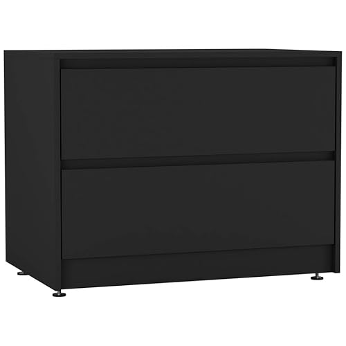 URBNLIVING Kommode mit 2 Schubladen und verstellbaren Füßen, moderner Holzkommode mit leichtgängigen Schubladen, kompaktes Sideboard für Schlafzimmer, Wohnzimmer oder Flur von URBNLIVING