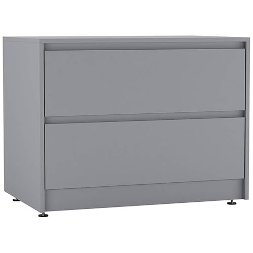 URBNLIVING Kommode mit 2 Schubladen und verstellbaren Füßen, moderner Holzkommode mit leichtgängigen Schubladen, kompaktes Sideboard für Schlafzimmer, Wohnzimmer oder Flur von URBNLIVING