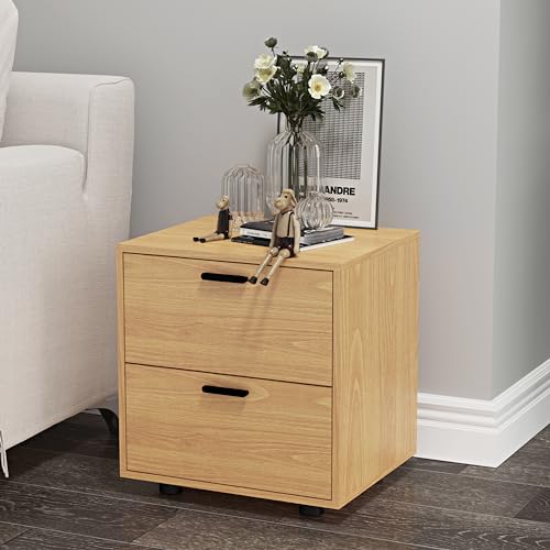 URBNLIVING Nachttisch mit Schubladen 2 Drawers beech von URBNLIVING