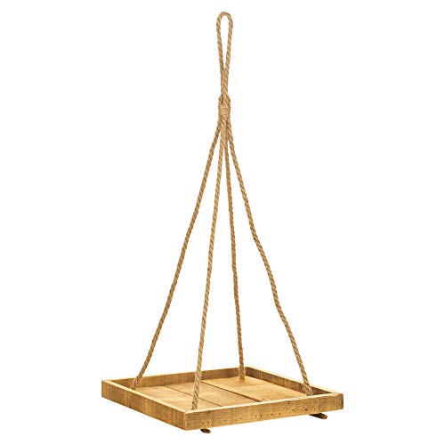 URBNLIVING Pflanzen-Aufhänger aus Holz, quadratisch, für drinnen und draußen, Blumenkorb, Tablett, Halter an Seil, 32x32cm von URBNLIVING