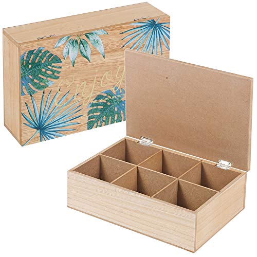 URBNLIVING Teebox mit 6 Fächern, Blatt-Design, bemalt von URBNLIVING