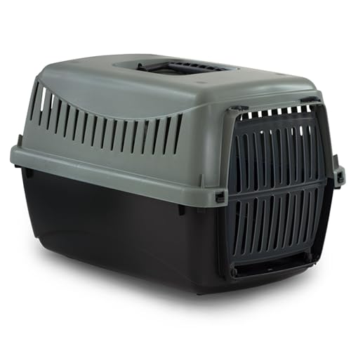 URBNLIVING Transportbox für Hunde und Katzen aus Kunststoff, robuste und leichte Reisebox mit sicherem Schloss und Belüftung, leicht zu reinigende Hundehütte für Welpen, Kätzchen und kleine Haustiere von URBNLIVING