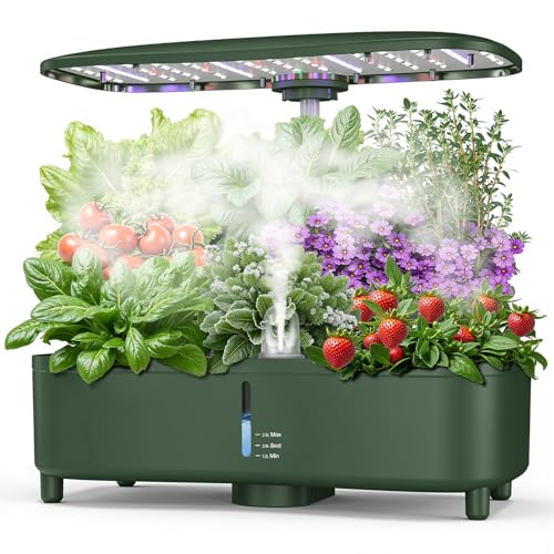 hydroponisches Anzuchtsystem, 15 Pflanzplätzen Indoor Kräutergarten-Set, Smart Garden mit Automatisch Timer, ausgestattet mit Vollspektrum LED-Wachstumsleuchte, Höhenverstellbar, 5L Wassertank von URBZUE
