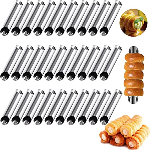 30 Stück Cannoli Form Backform Edelstahl Schaumrollen Edelstahl Schaumrollen Cannoli,Cannolli Rollen Molds/Tubes Creme Rolle Kuchen Gebäck Croissant Kegel Formen von URCHUZE