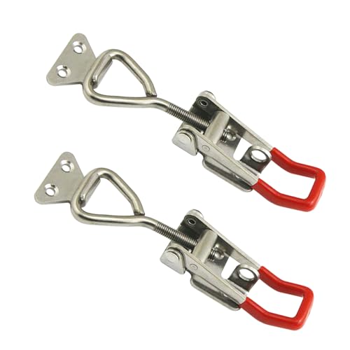 2 x Spannverschluss aus Edelstahl, Große Kistenverschluss, Kniehebelspanner mit Schlüsselloch, Hebel Verschluss, Einstellbare Spannverschluss für Schränke, Schubladen, Fenster, Boxen, 150-170 mm von URCheers