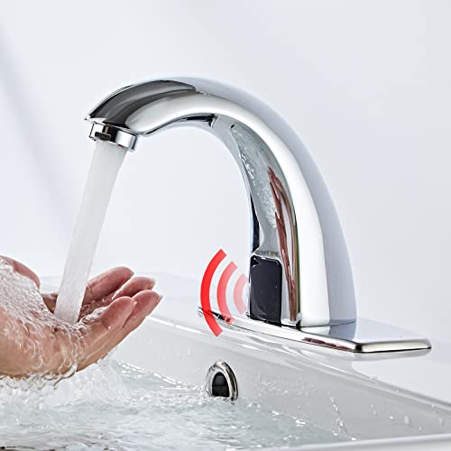 Automatische Infrarot Sensor Wasserhahn, berührungslose Waschbecken mit Messingsockel für Küche, Bad, Toilette Automatische Armatur (einzeln kalt) von URCheers