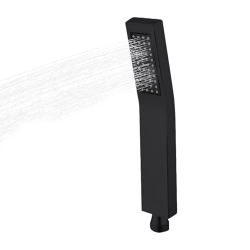 Duschkopf Handbrause Quadratisch Wassersparend, Eckig 1 Strahlart Körper, Aus Reinem Messing, Mit 48 Anti-Kalk Silikon-Düsen Duschbrause Handbrause Dusche, Geeignet für Bäder, Toiletten (Schwarz) von URCheers