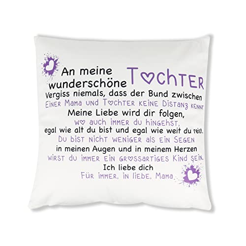 URCheers Kissenbezug, Familie-Kissen mit Spruch von der Mama für die Tochte, Kissenhülle Ideale Dekore Personalisierte Geschenke für Geburtstag Jubiläum 40 * 40cm (Kissen (ohne Kissenkern)) von URCheers