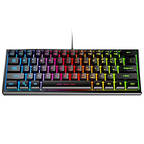 URCheers Mechanische Gaming Tastatur, Anti Ghosting Blaue Schalter Gaming Keyboard mit Blaue Kabel Kabelgebundene Tastatur, RGB LED Hintergrundbeleuchtung Beleuchtung Layout für PC von URCheers