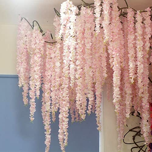 URCheers 1.8M/6Ft Garlands-Fake Hortensie Vine Flowers Plants-Künstliche Hortensie Garland Flower-Seidenrebe,Efeu für Outdoor,Indoor,Garten,Hotel,Hochzeit,Wand,Badezimmer,Dekoration (Rosa) von URCheers