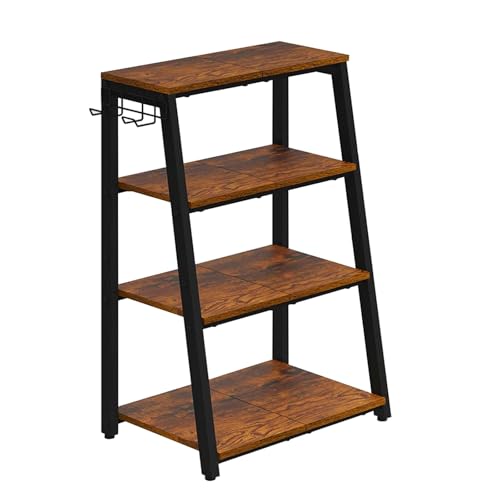 URCheers 4-Stufiger HiFi Rack aus Holz und Stahl für Zuhause mit Haken, Leiterförmiges HiFi Regal mit Ablagen für Plattenspieler & Stereoanlagen & Kompaktanlage & Spielekonsolen URCheers 4-Stufiger HiFi Rack aus Holz und Stahl für Zuhause mit Haken, Leiterförmiges HiFi Regal mit Ablagen für Plattenspieler & Stereoanlagen & Kompaktanlage & Spielekonsolen von URCheers