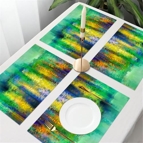 UREJD Tischsets Abwaschbar 4 Set,Vinyl Platzsets Abwaschbar für küche Speisetisch Hotel,Kaffeehaus,Festsaal,Platz-Matten,Aquarellblumenset, Abstrakter Frühlingsblumenaquarell,30x45cm UREJD Tischsets Abwaschbar 4 Set,Vinyl Platzsets Abwaschbar für küche Speisetisch Hotel,Kaffeehaus,Festsaal,Platz-Matten,Aquarellblumenset, Abstrakter Frühlingsblumenaquarell,30x45cm von UREJD