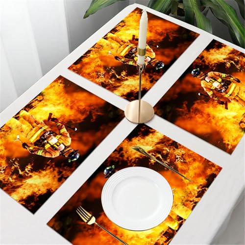 UREJD Tischsets Abwaschbar 4 Set,Vinyl Platzsets Abwaschbar für küche Speisetisch Hotel,Kaffeehaus,Festsaal,Platz-Matten,Im Feuer sucht EIN Feuerwehrmann nach möglichen Überlebenden,30x45cm UREJD Tischsets Abwaschbar 4 Set,Vinyl Platzsets Abwaschbar für küche Speisetisch Hotel,Kaffeehaus,Festsaal,Platz-Matten,Im Feuer sucht EIN Feuerwehrmann nach möglichen Überlebenden,30x45cm von UREJD
