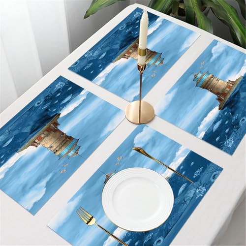 UREJD Tischsets Abwaschbar 4 Set,Vinyl Platzsets Abwaschbar für küche Speisetisch Hotel,Kaffeehaus,Festsaal,Platz-Matten,Leuchtturm Möwen Vögel Architektur Maritimes Riff Fische Unterwasser,30x45cm UREJD Tischsets Abwaschbar 4 Set,Vinyl Platzsets Abwaschbar für küche Speisetisch Hotel,Kaffeehaus,Festsaal,Platz-Matten,Leuchtturm Möwen Vögel Architektur Maritimes Riff Fische Unterwasser,30x45cm von UREJD