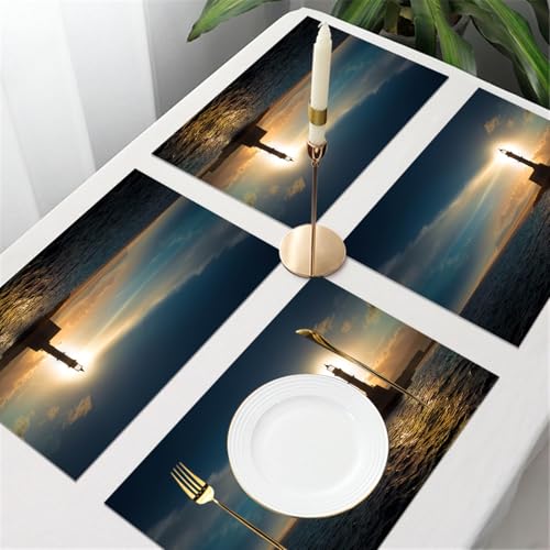 UREJD Tischsets Abwaschbar 4 Set,Vinyl Platzsets Abwaschbar für küche Speisetisch Hotel,Kaffeehaus,Festsaal,Platz-Matten,Leuchtturm bei Sonnenuntergang.,30x45cm UREJD Tischsets Abwaschbar 4 Set,Vinyl Platzsets Abwaschbar für küche Speisetisch Hotel,Kaffeehaus,Festsaal,Platz-Matten,Leuchtturm bei Sonnenuntergang.,30x45cm von UREJD