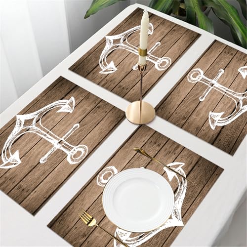 UREJD Tischsets Abwaschbar 4 Set,Vinyl Platzsets Abwaschbar für küche Speisetisch Hotel,Kaffeehaus,Festsaal,Platz-Matten,Nautischer Anker Handzeichnung Nautische Skizze Taupe Bretter von,30x45cm UREJD Tischsets Abwaschbar 4 Set,Vinyl Platzsets Abwaschbar für küche Speisetisch Hotel,Kaffeehaus,Festsaal,Platz-Matten,Nautischer Anker Handzeichnung Nautische Skizze Taupe Bretter von,30x45cm von UREJD