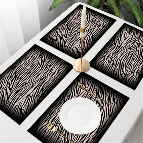UREJD Tischsets Abwaschbar 4 Set,Vinyl Platzsets Abwaschbar für küche Speisetisch Hotel,Kaffeehaus,Festsaal,Platz-Matten,Tier Zebra Schal Muster schwarzer Rahmen,30x45cm UREJD Tischsets Abwaschbar 4 Set,Vinyl Platzsets Abwaschbar für küche Speisetisch Hotel,Kaffeehaus,Festsaal,Platz-Matten,Tier Zebra Schal Muster schwarzer Rahmen,30x45cm von UREJD