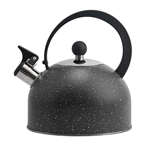 2.5L Wasserkessel Induktion Teekessel Flötenkessel mit Griff, Edelstahl Teekessel Moderne Induction Kettle Rostfrei Wasserkocher Teekocher mit Pfeifton, Wasserkocher, 2.5L Schwarz von URFEDA