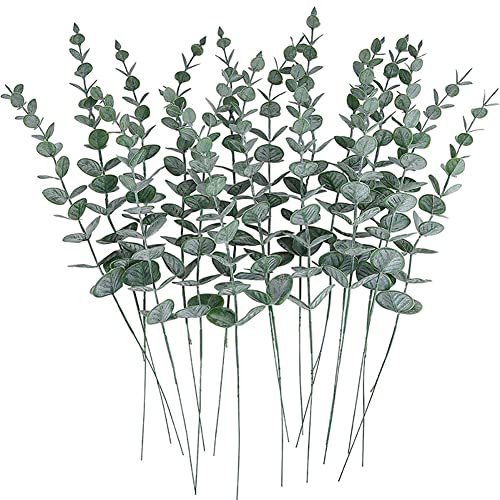 20 Stück Künstliche Eukalyptus Zweige,40CM Eukalyptus Pflanze Blumendeko Künstliche Pflanzen Trockenblumen Deko,Eukalyptus Blätter Deko Silberdollar für Hochzeit Party Zuhause Tisch Blumen Vasen von URFEDA