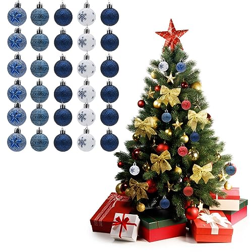 URFEDA 30 Stück weihnachtskugeln Ornamente, Weihnachtskugeln Baumschmuck Christbaumkugeln Set Klein Hängende Weihnachts Kugeln Dekoration Ornamente Weihnachtsbaumkugeln für Weihnachten Party Deko von URFEDA