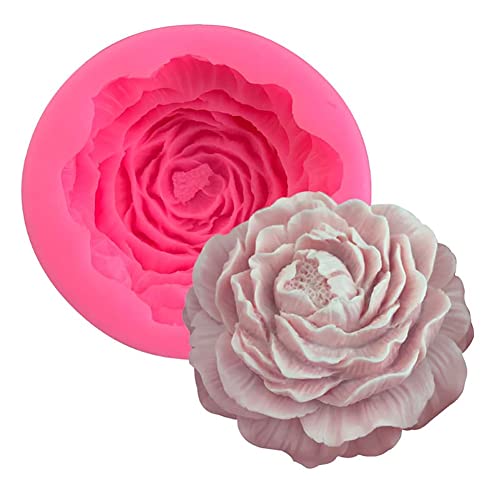 3D Rose Pfingstrose Blume Silikonform Fondant Kuchenform Dekoration Duftende Kerze Seife Gips Form Silikon Blume Kuchenformen Schokoladenform DIY Backen Handwerk für Kuchen Süßigkeiten Gelee Tortedeko von URFEDA