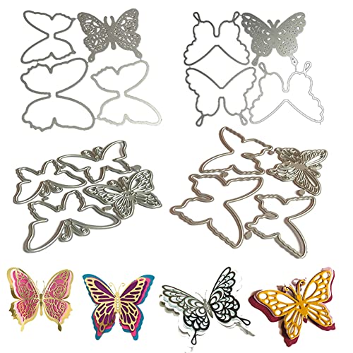 4 Stk Schmetterling Stanzformen Metall Stanzschablone DIY Blume Prägeschablonen Stanzschablonen Bastelarbeiten Karbonstahl Stanzschablonen für Kartenherstellung Scrapbook Papierkarten Album Schablone von URFEDA