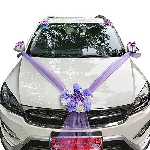 Autoschmuck Hochzeit Motorhaube,Auto Schmuck Organza,Herz Auto Schmuck Braut Paar Rose Deko Dekoration Car Wedding Girlande,Hochzeitsauto Deko,Blumenschmuck Auto Hochzeit,für Hochzeits Verlobungsfeier von URFEDA