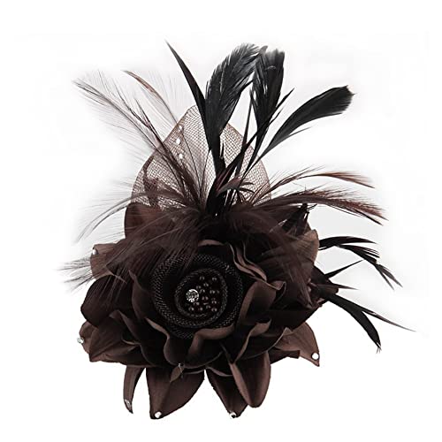 Feder Brosche, Vintage Natürliche Feder Damen Fascinator Hut Feder Haarclip Elegante Ansteckblume Brosche Blume Hutfeder Brosche Anstecknadel Abzeichen für Anzug Hüte zum Hochzeit Bankett Party von URFEDA