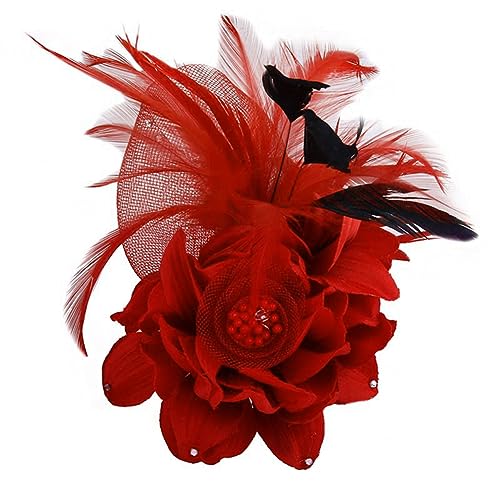 Feder Brosche, Vintage Natürliche Feder Damen Fascinator Hut Feder Haarclip Elegante Ansteckblume Brosche Blume Hutfeder Brosche Anstecknadel Abzeichen für Anzug Hüte zum Hochzeit Bankett Party von URFEDA