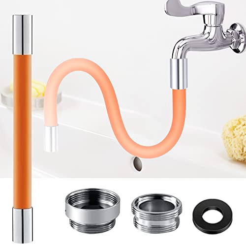 Flexible Water Tap Extender, 360° Wasserhahn Strahlregler Verlängerungsrohr SpülUniversellestisch Armatur flexibel, spritzwassergeschützt Biegbares Wasserhahn Verlängerung für Küche/Bad, Orange 50cm von URFEDA