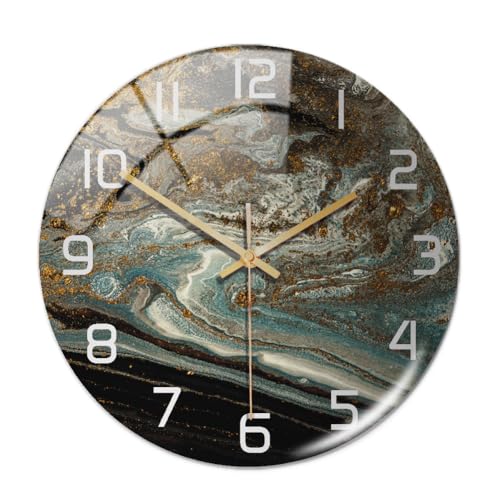 Marmor Design Wanduhr Ohne Tickgeräusche - Lautlos Groß Zahlen Modern Dekorativ Spiegel Rahmenlos - Moderne Mute DIY Große Uhr für Wohnzimmer Schlafzimmer von URFEDA