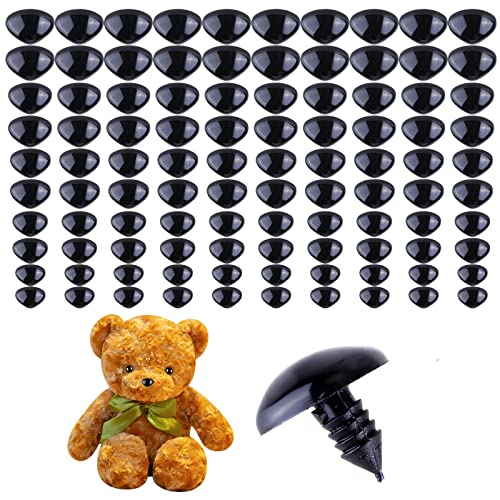 Sicherheitsaugen und Sicherheitsnasen,100PCS Sicherheitsaugen für Häkeltiere,Kunststoff Basteln Augen Puppenaugen mit Unterlegscheiben Sicherheitsnasen für Plüsch Puppe Marionette Teddybär (12-24mm) von URFEDA