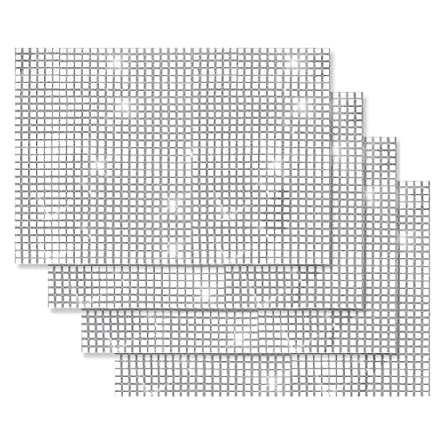 URFEDA Silberweiß Glitzernde Platzdeckchen 4 Stück, Wasserdicht, Rutschfest, 30x45cm, Hochzeit, Rechteckig von URFEDA