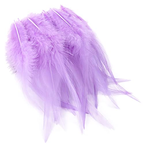 URFEDA 100 Stück Violett Hahnenfedern,Federn Basteln,14-20CM DIY Bastelfedern für Bastelprojekte Traumfänger DIY Ohrringe Faschingskostüme Party Hüte Masken Schmuckstücke Ostereier Deko Fasanfedern von URFEDA