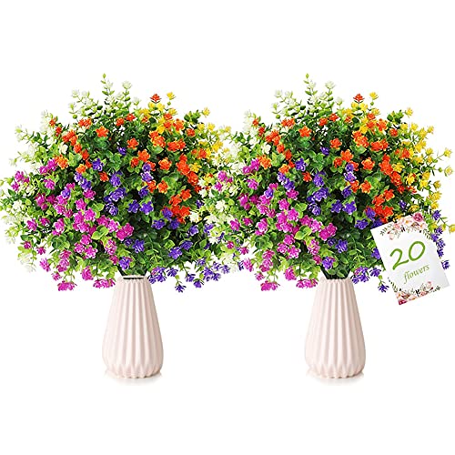 URFEDA 12 Bündel Künstliche Blumen, Künstliche Pflanzen Outdoor, Balkon Kunstblumen Wetterfest Außen Blumenstrauß Pflanzen UV-beständig Balkonpflanzen wie echt für Innen Außenbereich Garten von URFEDA