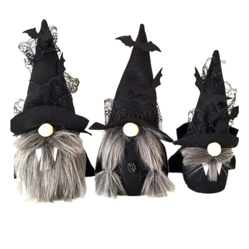 URFEDA 3Stück Halloween GNOME Schwedisches Plüschdekor, Halloween Zwerg PlüschPuppe GNOME Halloween Wichtel Ornament Puppendekor Spooky Tomte Zwerg Tisch Ornament für Halloween Tisch Schreibtischdeko von URFEDA