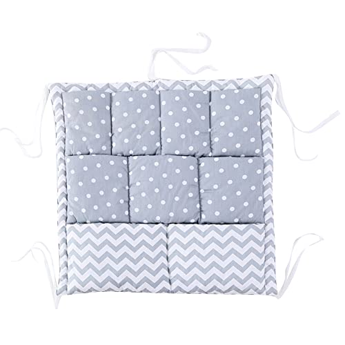 URFEDA Babybett Tasche mit 9 Taschen, Hängender Organizer für Babykrippe, Kinderzimmer Aufbewahrungstaschen, Weich Baumwolle Baby Bett Organizer für Kleidung, Windeln, Kinderspielzeug, 50x50cm, Grau von URFEDA