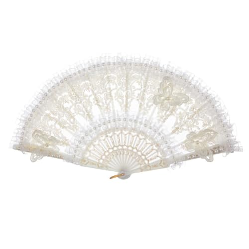 URFEDA Damen Fächer Feder Federfächer Feather Fan, 1920er Jahre Vintage Handheld Handfächer 20er Jahre Gestickte Blume Feather Fan für Hochzeit Halloween Tanzen Show Tee Party Kostüm Dekorationen von URFEDA